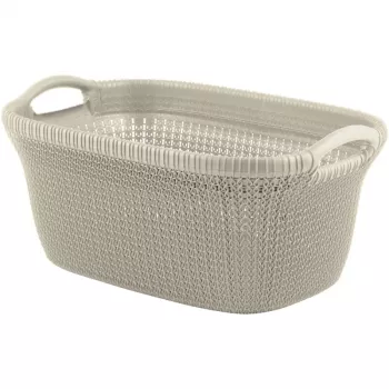 CURVER Knit 40L Cesto de ropa con tapa y asas integradas, Blanco, 59,5 x 38,5 x 27 cm