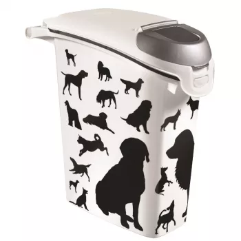 Curver Petlife comedero de almacenamiento para perros 23L negro con diseño de huellas