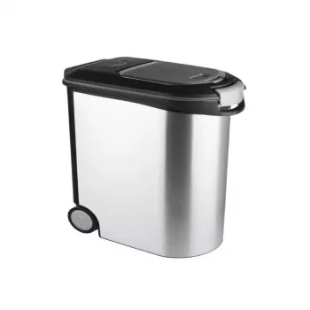 CURVER Pet Life contenedor de comida con ruedas, 12kg, 35L, 49,3x27,8x40,3 cm, plata