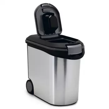 CURVER Pet Life contenedor de comida con ruedas, 12kg, 35L, 49,3x27,8x40,3 cm, plata