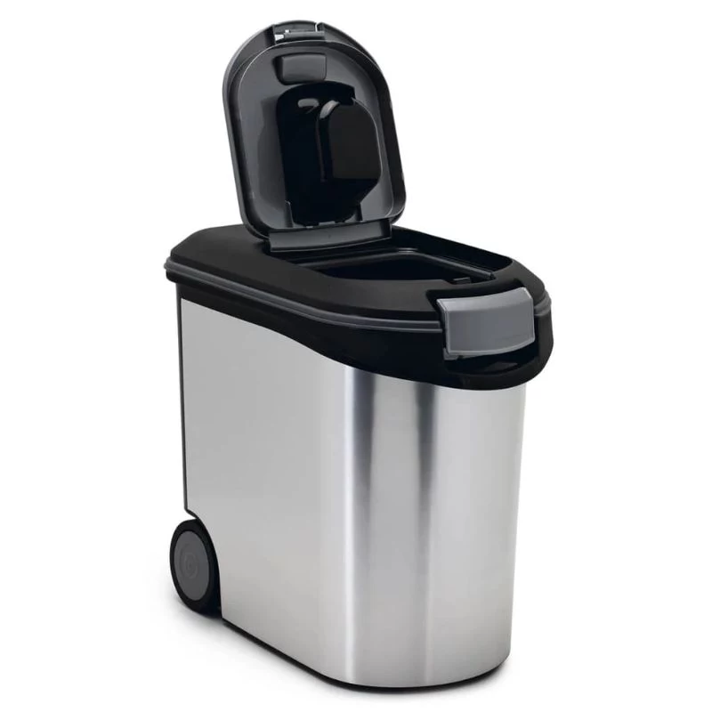 CURVER Pet Life contenedor de comida con ruedas, 12kg, 35L, 49,3x27,8x40,3 cm, plata