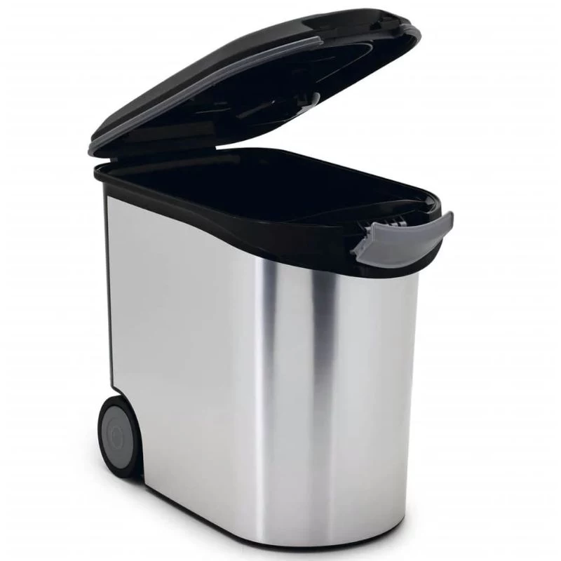 CURVER Pet Life contenedor de comida con ruedas, 12kg, 35L, 49,3x27,8x40,3 cm, plata
