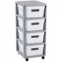 Curver Infinity torre de almacenamiento con ruedas y 4 cajones, 40 L total, gris/blanco
