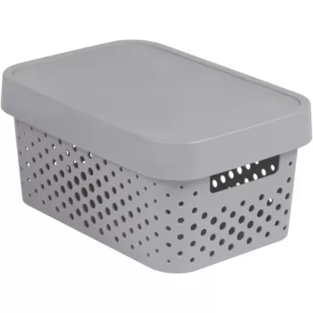 Curver Infinity caja de almacenamiento de material reciclado con tapa, 4,5L, gris