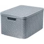 CURVER Style L caja de almacenamiento con tapa, 32L, gris claro, efecto ratán, apilable