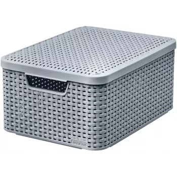 CURVER Style M caja de almacenamiento con tapa, 39,3 x 29,3 x 18,7 cm, gris claro, plegable