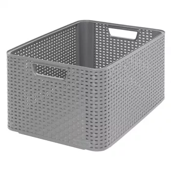 CURVER Style L caja de almacenamiento 43,6 x 32,6 x 23 cm gris claro efecto ratán 33L