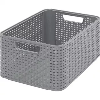 CURVER Style caja de almacenamiento M 38,6x28,7x17 cm gris claro efecto ratán 17L