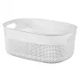 CURVER Filo M 12L Cesta de almacenamiento rectangular con asas, efecto ratán trenzado, Blanco, 38x28,5x15 cm