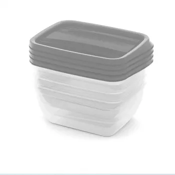 CURVER Vedo Set de comederos rectangulares para mascotas, 4 x 0,75L, Transparente Gris