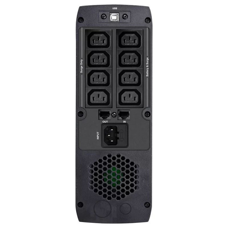 FSP ST 1500 Torre SAI Line-Interactive 1500VA 900W con 8 tomas IEC C13, USB y RS-232, protección contra sobretensiones RJ45