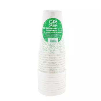 GOGREEN Vasos de café ecológicos con tapas 320 ml 10 uds.