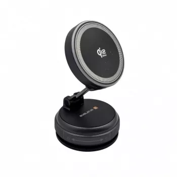 Evelatus Qi2 25W Cargador inalámbrico magnético para coche con cable espiral AutoSpring USB-C 1,2m Negro