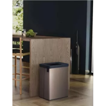 KETER Verto Recycle 54L Papelera rectangular metalizada, Gris perla