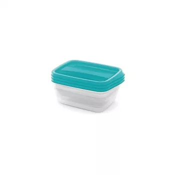 CURVER Vedo Set de recipientes rectangulares para alimentos 3x1L Transparente Turquesa