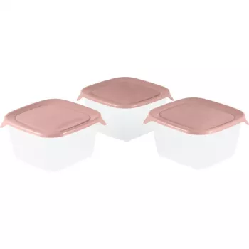 CURVER Fresh&Go Set de cajas de almacenamiento cuadradas 3x1,2L Rosa