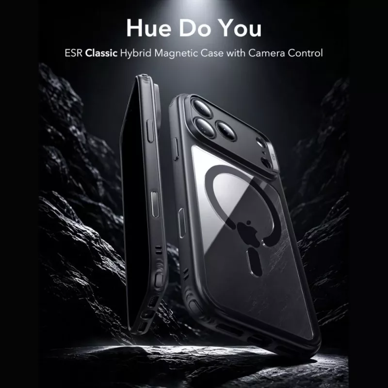 ESR Classic Hybrid Funda MagSafe y cristal templado para iPhone 17 Pro / 18 Pro Transparente/Negro