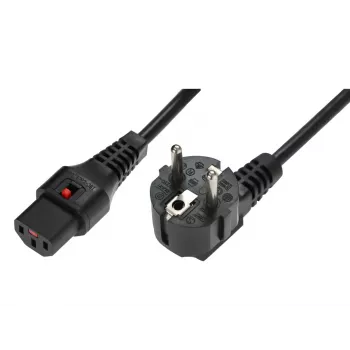 IEC LOCK Cable de bloqueo Schuko acodado a IEC C13 recto 1,5m Negro 10A 250V