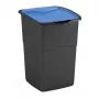 CURVER Koral Bin Papelera de reciclaje 47L con tapa basculante, cuerpo negro y tapa azul