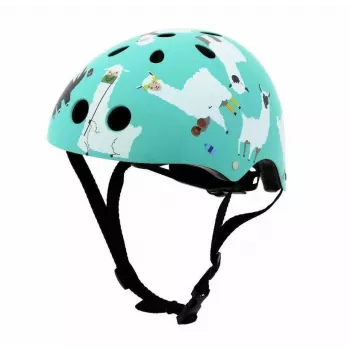 Hornit Llama Casco de bicicleta para niños, Mediano 53-58cm, Blanco/Multi, Luz LED LLM921