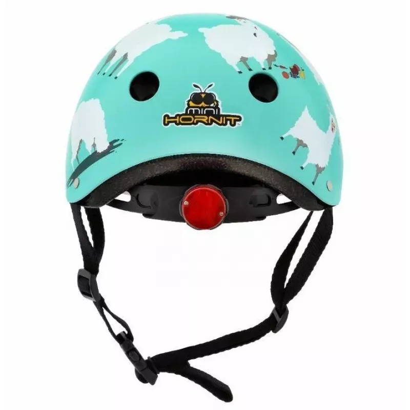 Hornit Llama Casco de bicicleta para niños, Mediano 53-58cm, Blanco/Multi, Luz LED LLM921