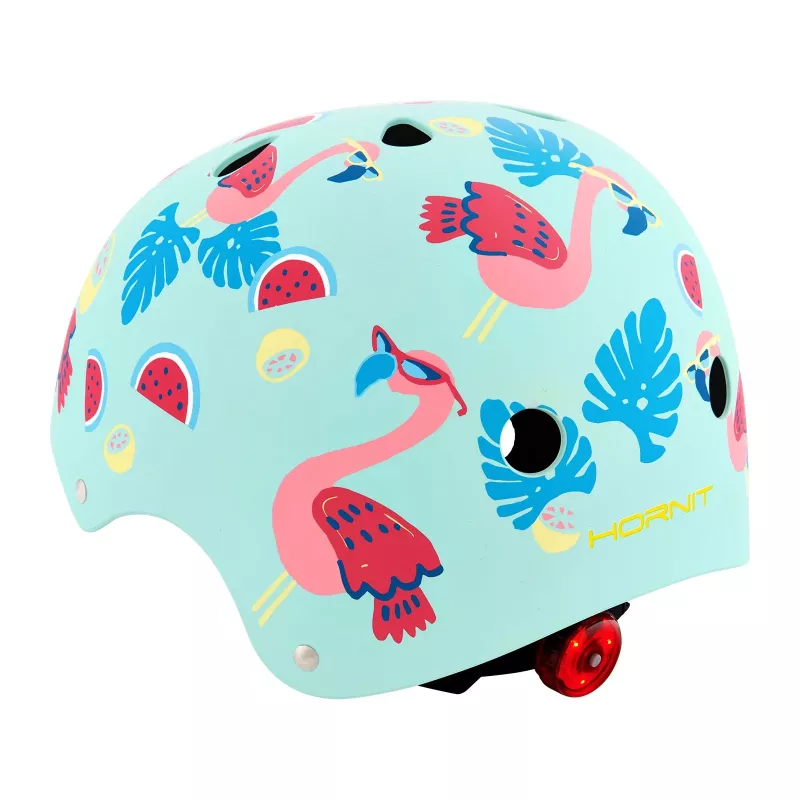 Hornit Flamingo Casco de bicicleta para niños M (53-58cm) con luz LED trasera FLS931