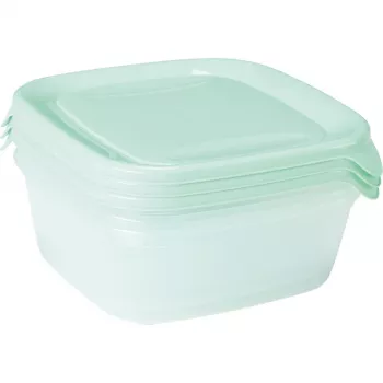 CURVER Fresh & Go set de boles de almacenamiento con 3 piezas, 0,8 L cada una, verde, hermético, apto para microondas y lavavajillas