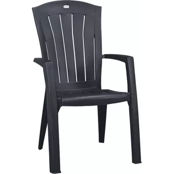 KETER Santorini silla de jardín apilable de aluminio gris textilene resistente a los rayos UV e inclemencias del tiempo 110 kg