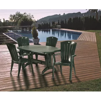 KETER Santorini silla de jardín apilable de aluminio gris textilene resistente a los rayos UV e inclemencias del tiempo 110 kg