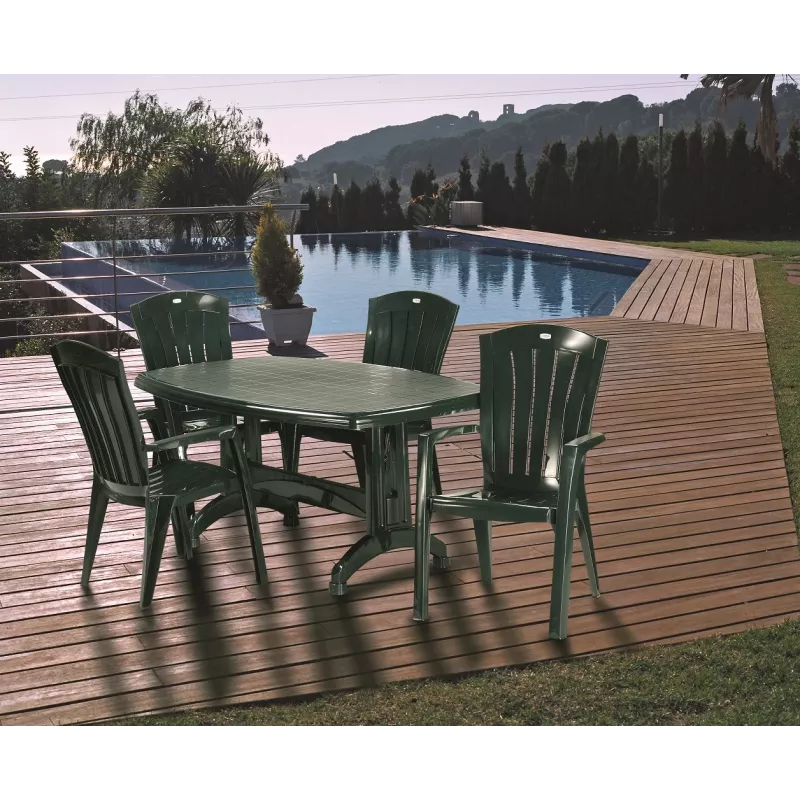 KETER Santorini silla de jardín apilable de aluminio gris textilene resistente a los rayos UV e inclemencias del tiempo 110 kg