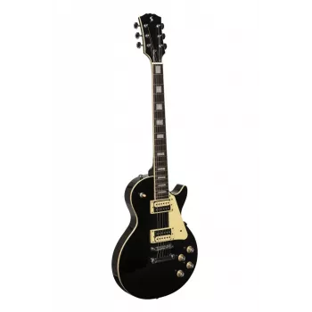 Guitarra eléctrica Stagg SEL-STD Black con cuerpo macizo de aliso, mástil set de caoba, diapasón de palisandro, pastillas HH, puente Tune-o-matic