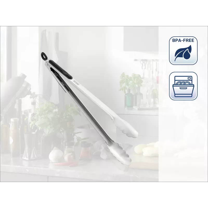 LEIFHEIT pinzas de cocina y parrilla 41cm acero inoxidable con mecanismo de bloqueo