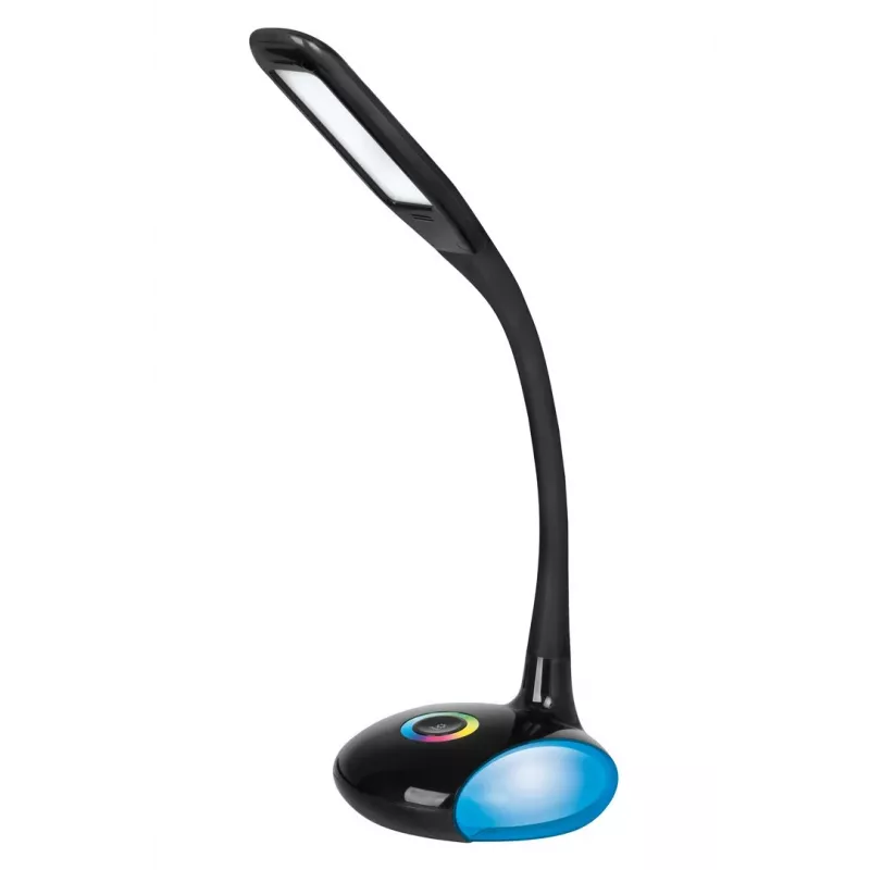 Activejet AJE-VENUS RGB lámpara de escritorio LED negra con base RGB, luz principal 7W, base RGB 3W, 400lm, 3000K/4500K/6000K, control táctil, brazo flexible