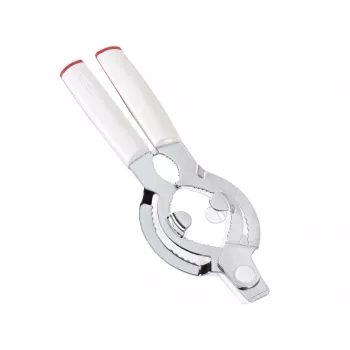 LEIFHEIT ComfortLine abrebotes 103135 – asistente de giro sin esfuerzo, mango ajustable, apto para lavavajillas, blanco/gris