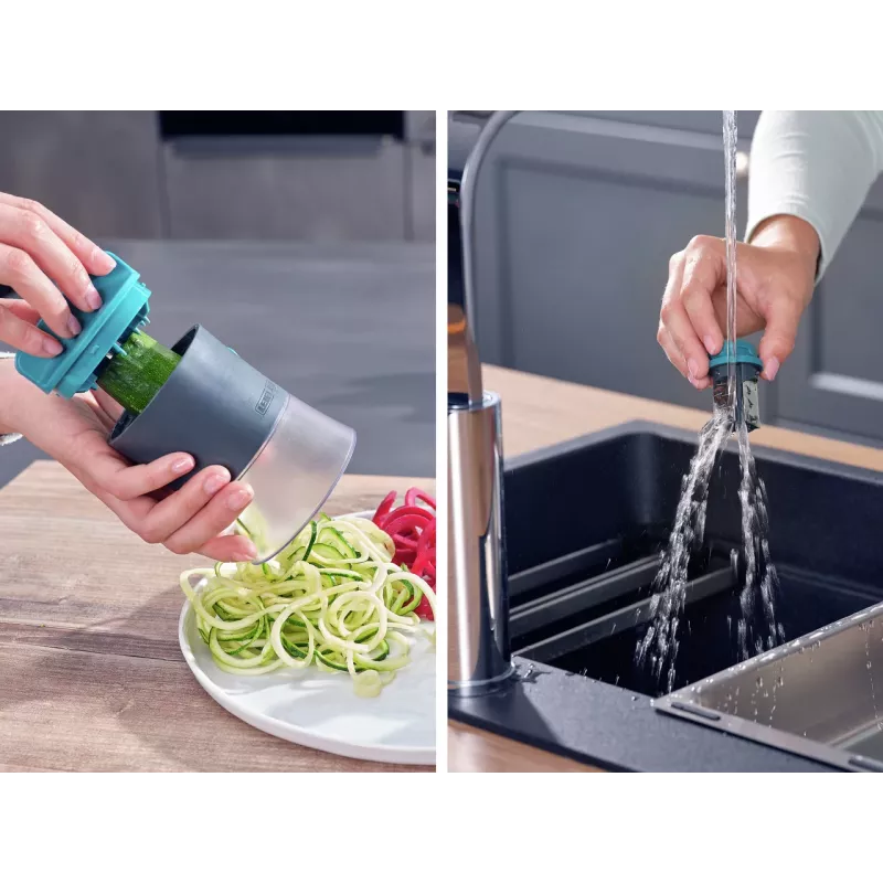 LEIFHEIT cortador de espiral manual para verduras con 2 opciones de corte, blanco/verde