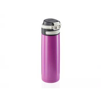 LEIFHEIT Thermos Flip 600 ml botella de acero inoxidable con aislamiento al vacío lila