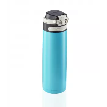LEIFHEIT Thermos Flip 600 ml botella de acero inoxidable con aislamiento al vacío azul claro