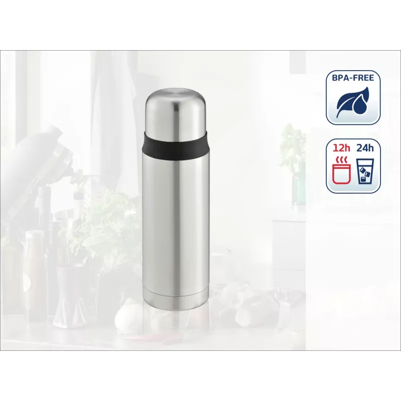 LEIFHEIT Thermos Coco 0,5L botella de acero inoxidable con aislamiento al vacío, plateada