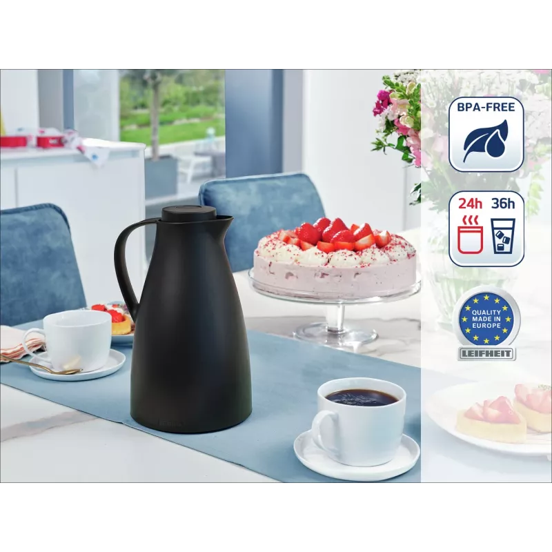 LEIFHEIT Thermos Harmonic negra 1L jarra isotérmica con aislamiento al vacío