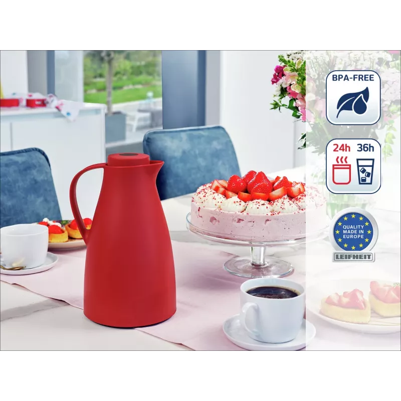 LEIFHEIT Thermos Harmonic roja jarra isotérmica con aislamiento al vacío 1,0 L
