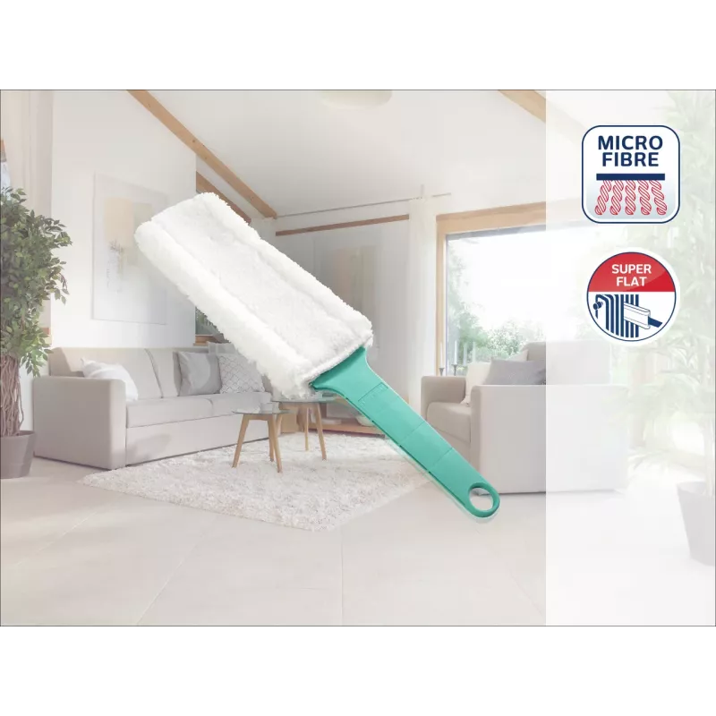 LEIFHEIT Duster plumero plano electrostático XL cabeza flexible con sistema Click, azul/blanco