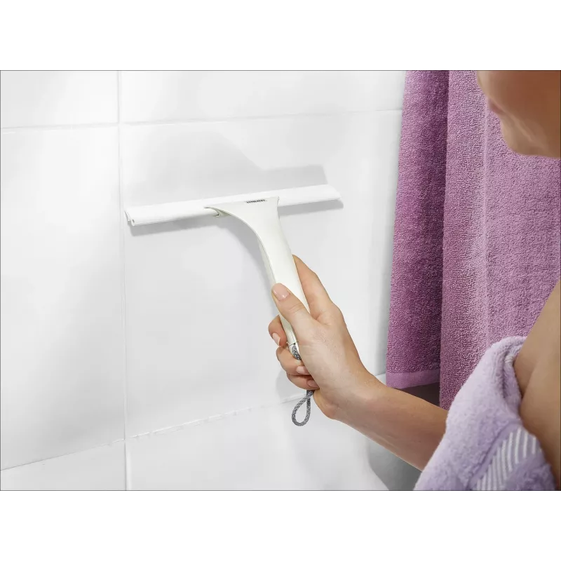 LEIFHEIT Cabino 24cm escurridor de ducha con gancho de ventosa, blanco/gris