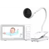 Chillax DM685 videovigilante para bebés Wi-Fi/FHSS con unidad para padres de 5 pulgadas, cámara 1080p, función giro-inclinación, visión nocturna, intercomunicador, sensor de temperatura, canciones de cuna, blanco