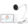 Chillax DM685 videovigilante para bebés Wi-Fi/FHSS con unidad para padres de 5 pulgadas, cámara 1080p, función giro-inclinación, visión nocturna, intercomunicador, sensor de temperatura, canciones de cuna, blanco