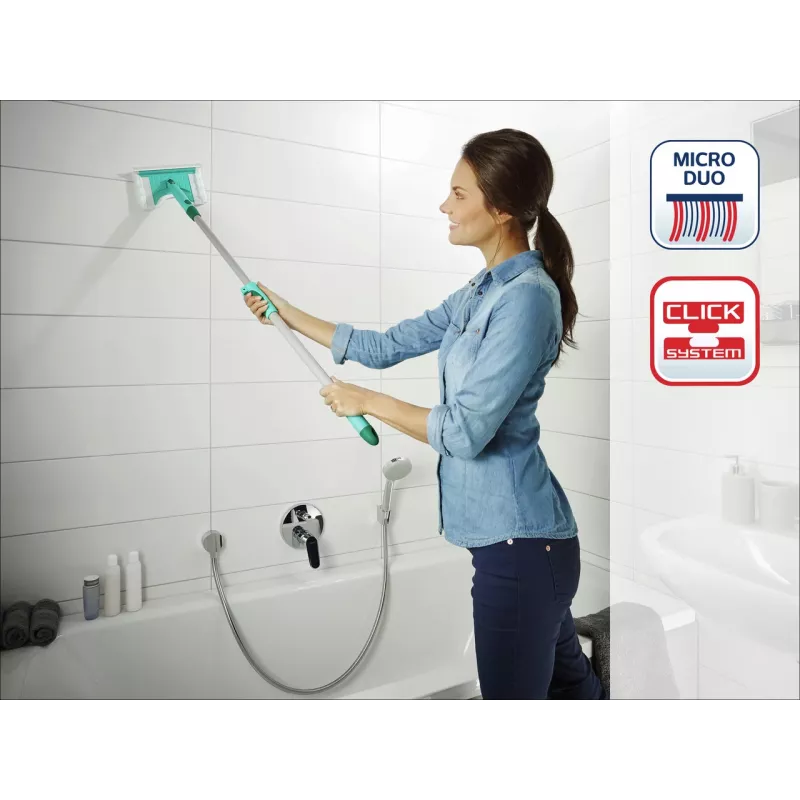 LEIFHEIT cepillo para azulejos y baño con mango telescópico 93-150 cm limpiador de baño Micro Duo