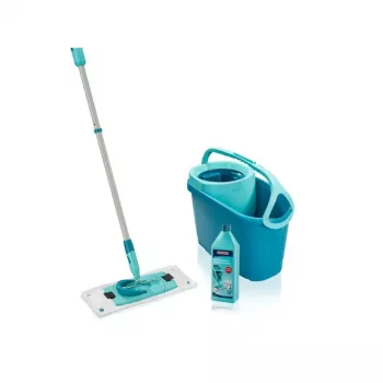 LEIFHEIT Set de limpieza de suelos Clean Twist M Ergo con Power Cleaner 1L, sistema de mopa giratoria, verde/blanco