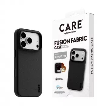 Funda CARE by PanzerGlass Fusion Fabric negra con MagSafe para iPhone 17 Pro