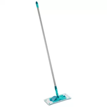 Fregona plana LEIFHEIT POWER CLEAN M Micro Duo con mango telescópico, 33 cm, verde/blanco/gris