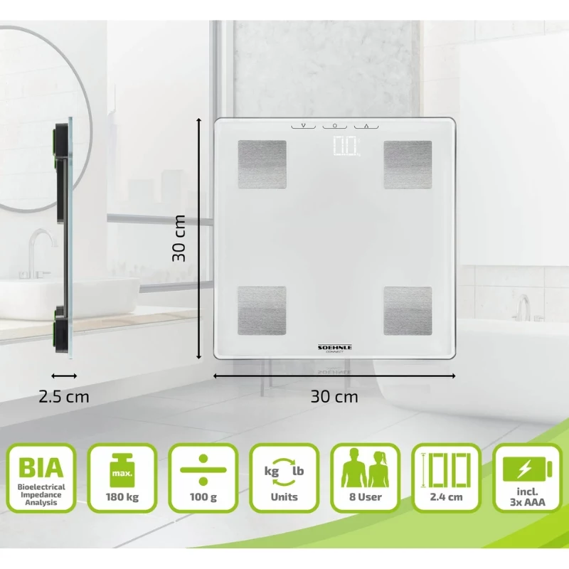 Báscula de análisis corporal SOEHNLE Shape Sense Connect Lite con Bluetooth y app