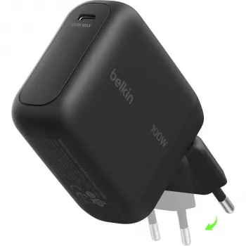 Belkin BOOSTCharge 100W USB-C GaN Cargador de pared - negro WCH025KQBK